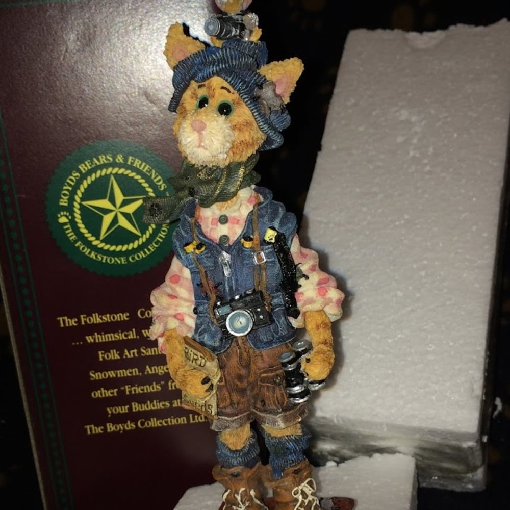 Audubon P. Pussywillow... The Birdwatcher (Boyds Bear Folkstone Collection)